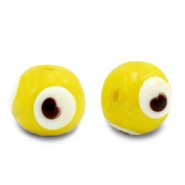 Evil Eye glaskraal 8mm Geel